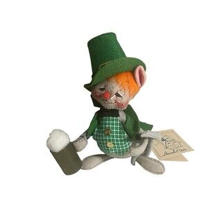 Annalee Dolls Mouse Irish w/Hat, Vest, Bowtie & Tails. Beer In Hand 1994 W Tags